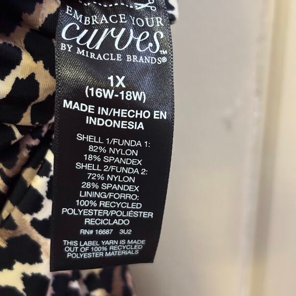 Leopard print swimsuit miracle brands embrace your curves 1X one piece keyhole - Picture 5 of 5